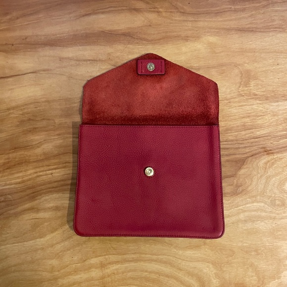 Gap Leather Envelope Style Clutch Deep Red - Picture 3 of 9